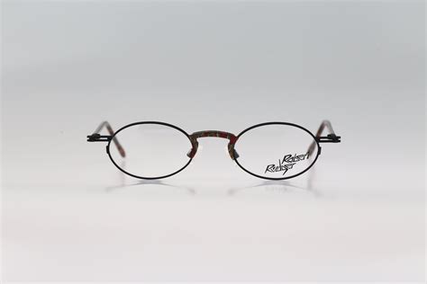 Robert Rudger 1410 153 08 Vintage 90s Black And Red Steampunk Small Oval Eyeglasses Frames Mens