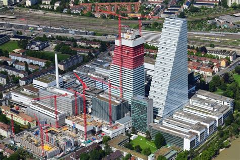 Basel Von Oben Erweiterungs Baustellen Und Baukr Ne Am Areal Und