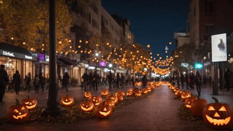 Premium AI Image | a view of Halloween celebrations in the city