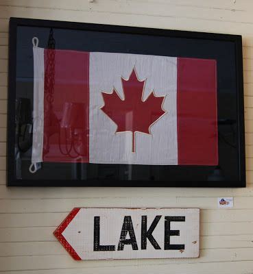 Canadian Flag Shadow Box Vintage Inspired Lake Sign Boho Chic