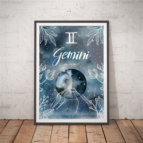 Gemini Print Gemini Poster Gemini T Gemini Zodiac Etsy