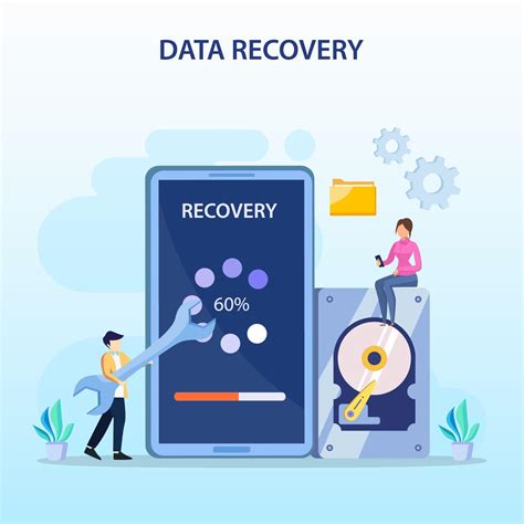 Flat Vector Concept Of Data Recovery Services Data Backup And