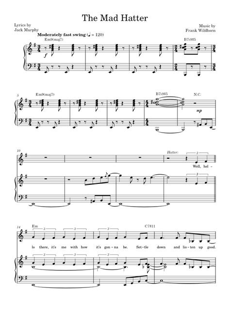 The Mad Hatter Sheet Music For Piano Vocals By Frank Wildhorn