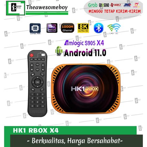 Jual HK1 RBOX X4 8K Android 11 TV Box Amlogic S905X4 USB3 0 Dual Wifi