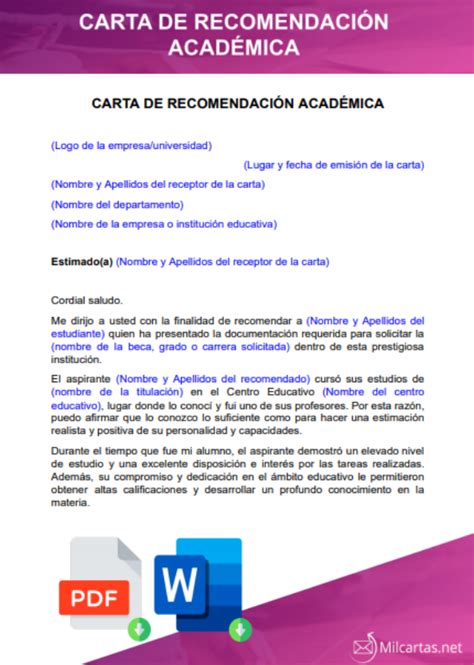 Carta De Recomendaci N Acad Mica Para Descargar Word 114192 Hot Sex