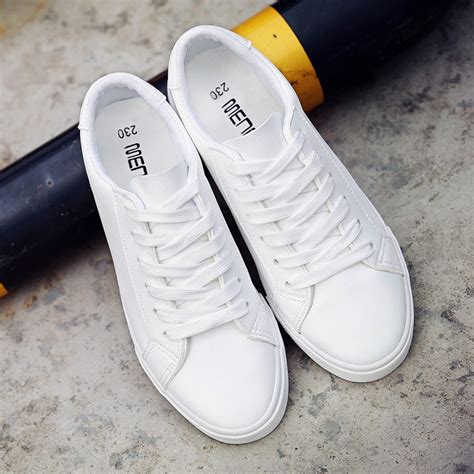 2020 New Spring Tenis Feminino Lace Up White Shoes Woman Pu Leather Solid Color Female Shoes