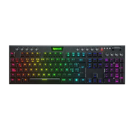 Teclado Redragon Horus K618 Rgb Sp Red Inalambrico Switch Red Low Profile 100 Mr Pc