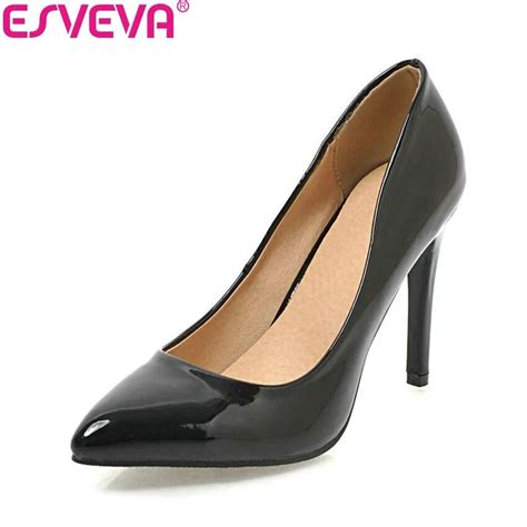 ESVEVA 2018 Women Pumps Slip On Shallow Elegant Thin High Heels Pointed