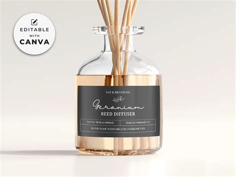 Reed Diffuser Bottle Label Template Canva Editable Room Fragrance