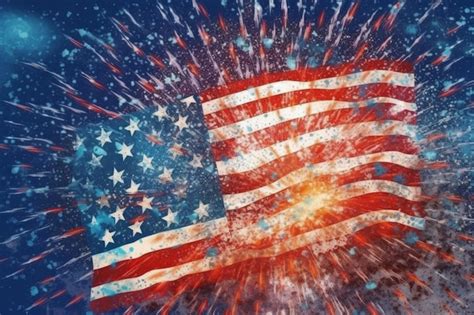 Premium AI Image | A patriotic flag with fireworks in the background