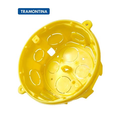 Caixa De Luz Fms Octogonal 4x4 Amarelo Tramontina Embutir Antichamas