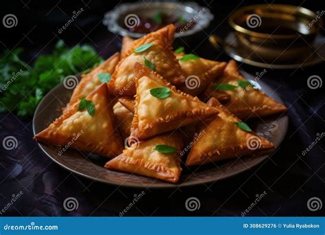 Hot Samosa In Plate Generate Ai Stock Illustration Illustration Of Pasty Indian 308629276