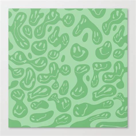 Green Dripping Smiley Canvas Print By Artbylamia Medium Drip Smiley