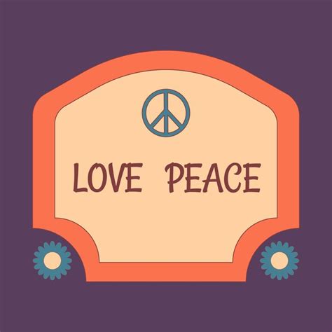 Ic Ne De Cadre Dans Le Style D Un Hippie Avec Texte Love And Peace Et