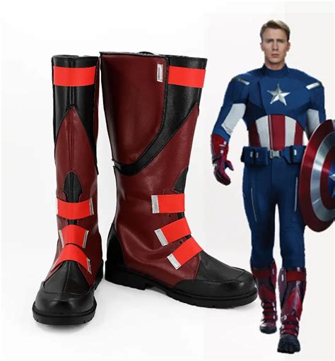 Superhero Movie The Avengers Captain America Steve Cosplay Boots Shoes