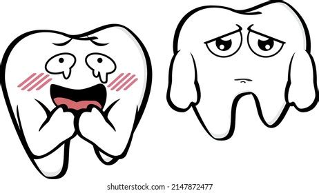 Molar Tooth Cartoon Kawaii Expressions Collection Stock Vector Royalty