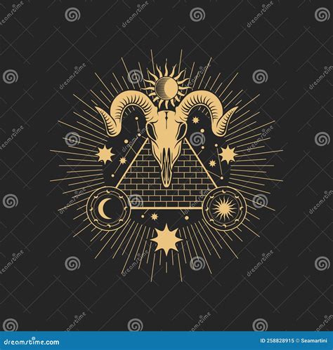 Occult Esoteric Pentagram Sign With Goat Skull Stock Illustration