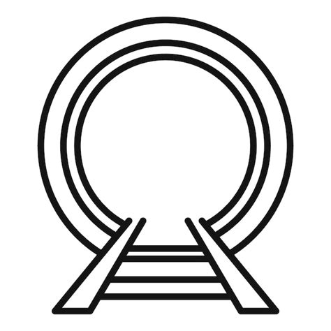 Icono de túnel ferroviario vector de contorno metro tren parada carro