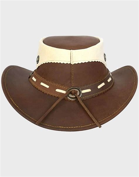 Oily Leather Cowboy Bush Western Aussie Style Leather Hat Rambo Leather