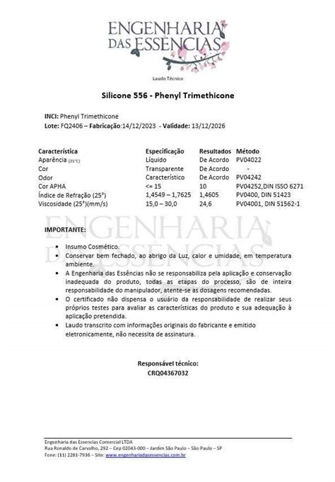 Silicone 556 Phenyl Trimethicone 13 12 2026 Engenharia Das