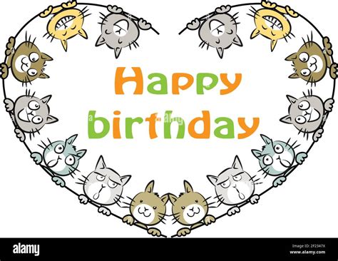 vector cartoon cat happy birthday card Stock Vector Image & Art - Alamy