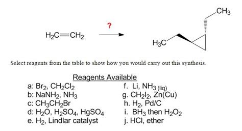 Solved Select Reagents From The Table To Show How You Would Chegg