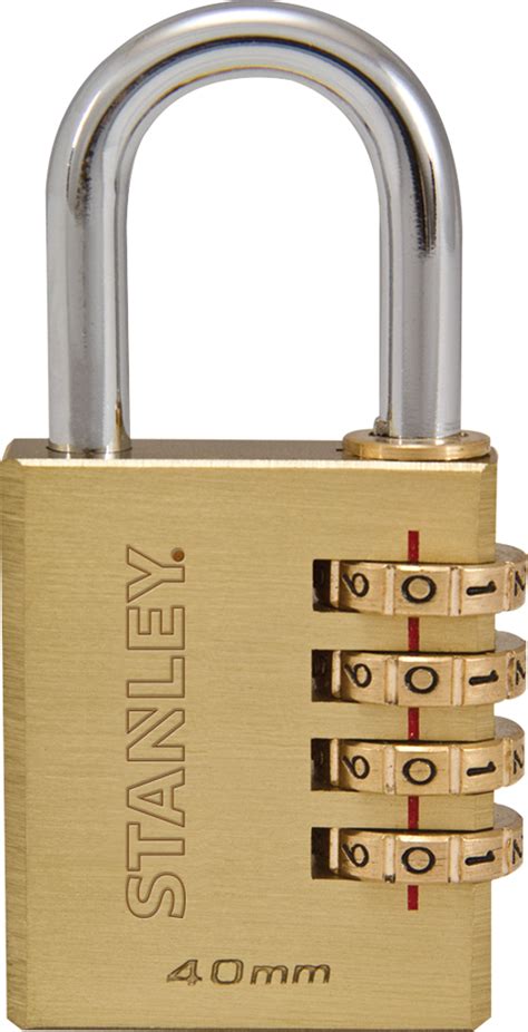 Combination Padlock BRASS 4 DIGIT 40MM Stanley Locks