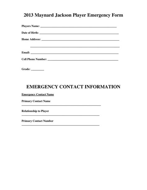 Sample Emergency Contact Information In Word And Pdf Formats