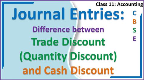 Journal Entries Difference Between Trade Discount And Cash Discount