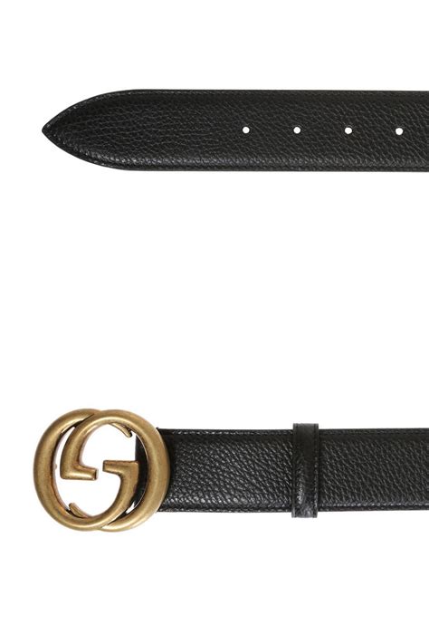 Gucci Leather Logo Buckle Belt in Black for Men - Lyst