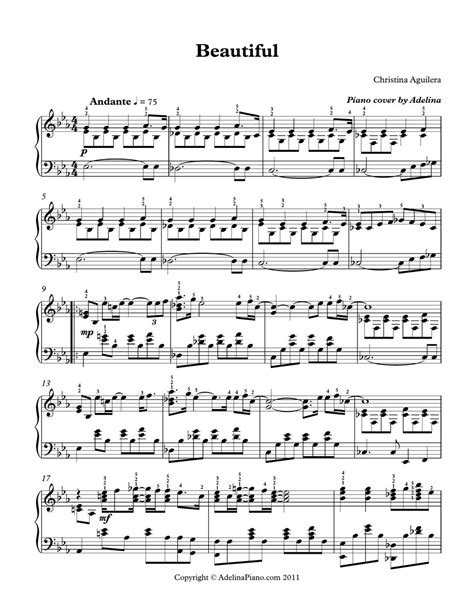 Christina Aguilera Beautiful Sheets By Adelina Piano