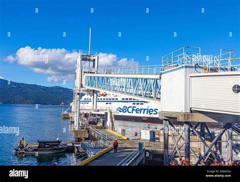 A BC passenger ferry arriving at the dock in Swartz Bay on Vancouver Island Canada Stock Photo ...