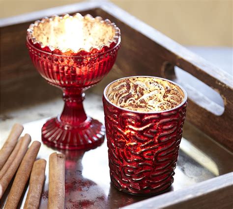 Red Mercury Glass Votive Cup Set Of 2 Candle Holder Pottery Barn