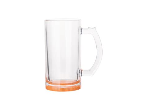 16oz Sublimation Clear Glass Beer Mug Orange Bottom 24pcs Ctn Bestsub Sublimation Blanks