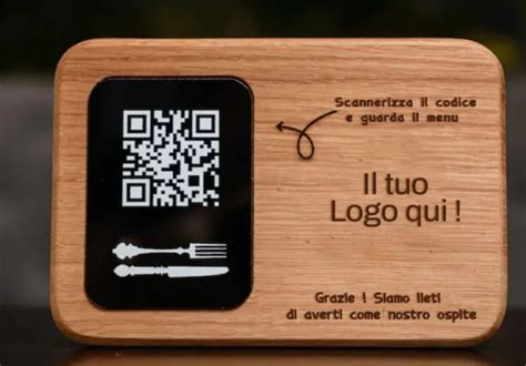 Menu Ristorante Rovere E Acrilico Personalizzabile Qr Code Cm X Cm