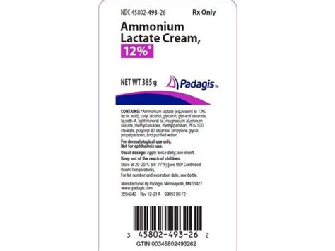 Ammonium Lactate Cream 12 140 G Padagis Rx Ingredients And Reviews