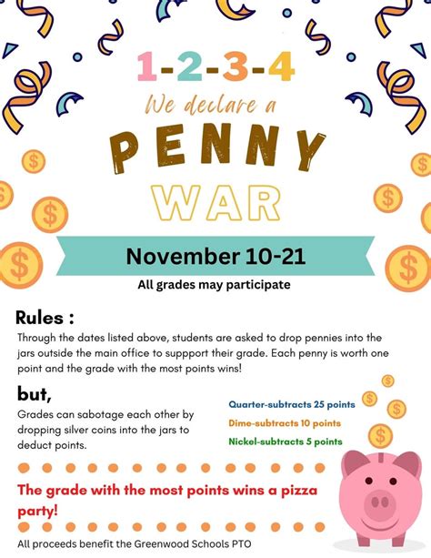 Penny War Fundraiser Flyer Printable School Fundraiser Event