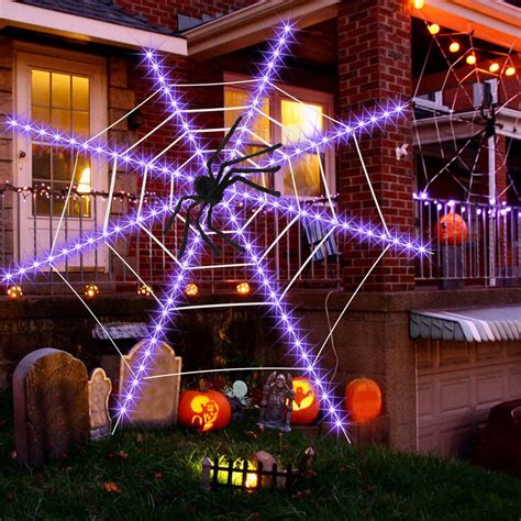 Cmunyle Halloween Spider Web Lights 12ft120 Led Halloween Decorations