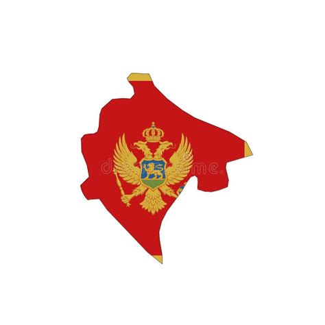 Montenegro National Flag In A Shape Of Country Map Stock Vector