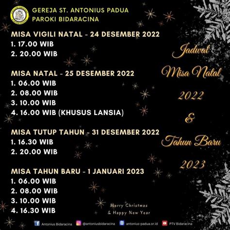 Jadwal Pengakuan Dosa Dan Misa Natal Tahun Baru Paroki Di