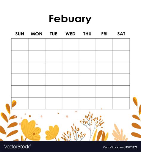 February calendar planner corporate week Vector Image