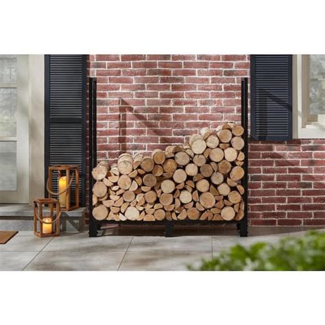 Ft Outdoor Firewood Log Rack Straight Side With Storage