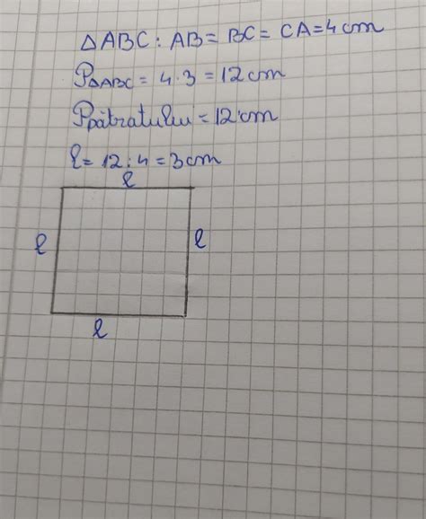 Toate laturile unui triunghi sunt de 4 cm Construiește un patrat care