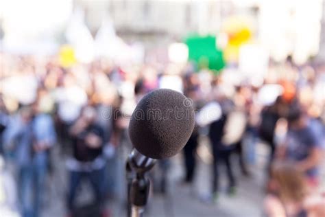 Protest Public Demonstration Microphone Stock Image Image Of