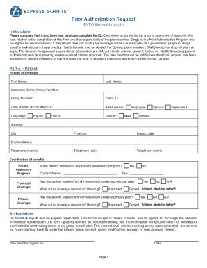 Fillable Online ESC Prior Authorization Requestvedolizumab Fax Email