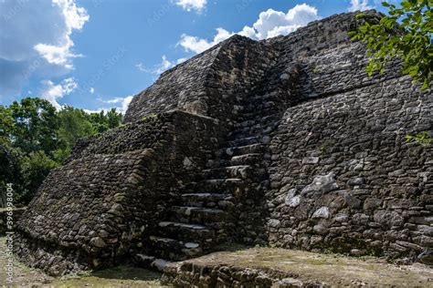 Details Of Ichkabal Pyramid Mayan Archeological Site Hidden Pyramid