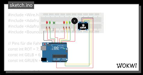 Ampelschaltung mit Fußgängerampel Wokwi ESP32 STM32 Arduino Simulator