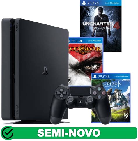 Console PS4 Playstation 4 Slim 500GB Semi Novo 3 Jogos Mídia Física