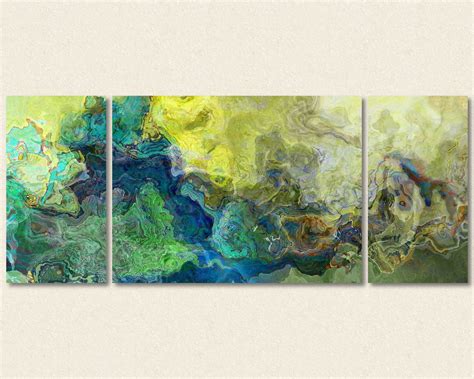 Extra Large Abstract Art Triptych 30x72 To 40x90 Giclee Etsy Canvas