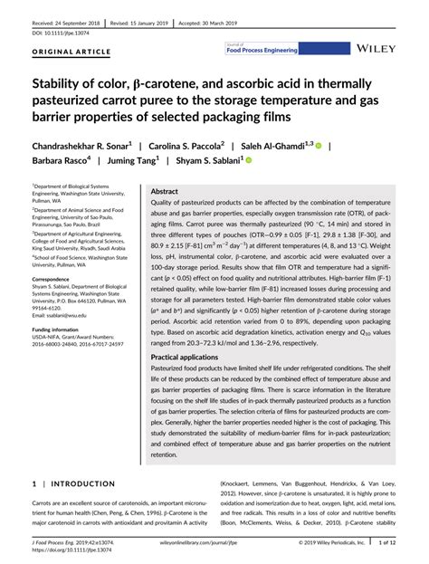 Stability Of Color Carotene And Ascorbic Acid In Thermally